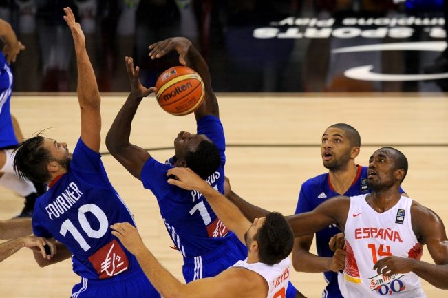 Basket: l'équipe de France face à l'équipe d'Espagne