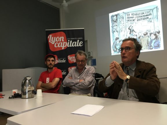 Mathieu Bertrand, Jean-Claude Chuzeville et Bruno Benoît lors de la conférence (© Raphaël Ruffier)