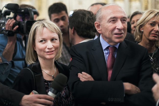 Caroline et Gérard Collomb, dans les salons de la préfecture, en mars 2014 © Tim Douet