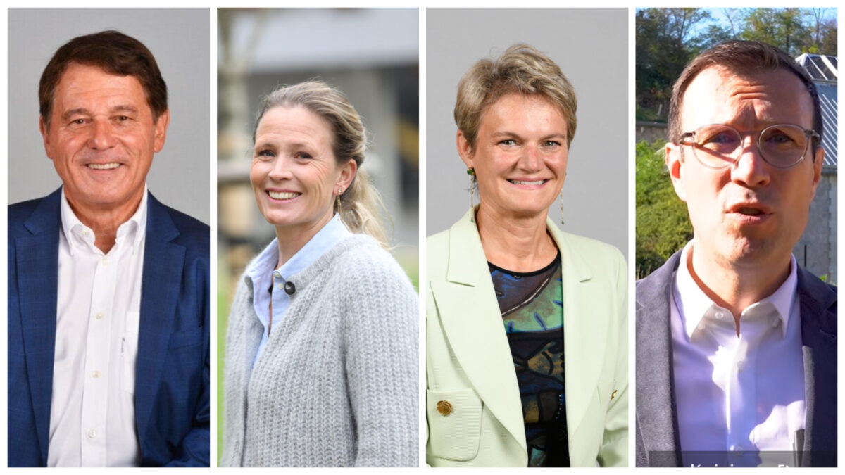 Michel Rantonnet, maire démissionnaire LR et Claire Pouzin, Hélène Duvivier et Olivier Roche, les trois têtes de liste connues pour les élections anticipées de Francheville. @DR