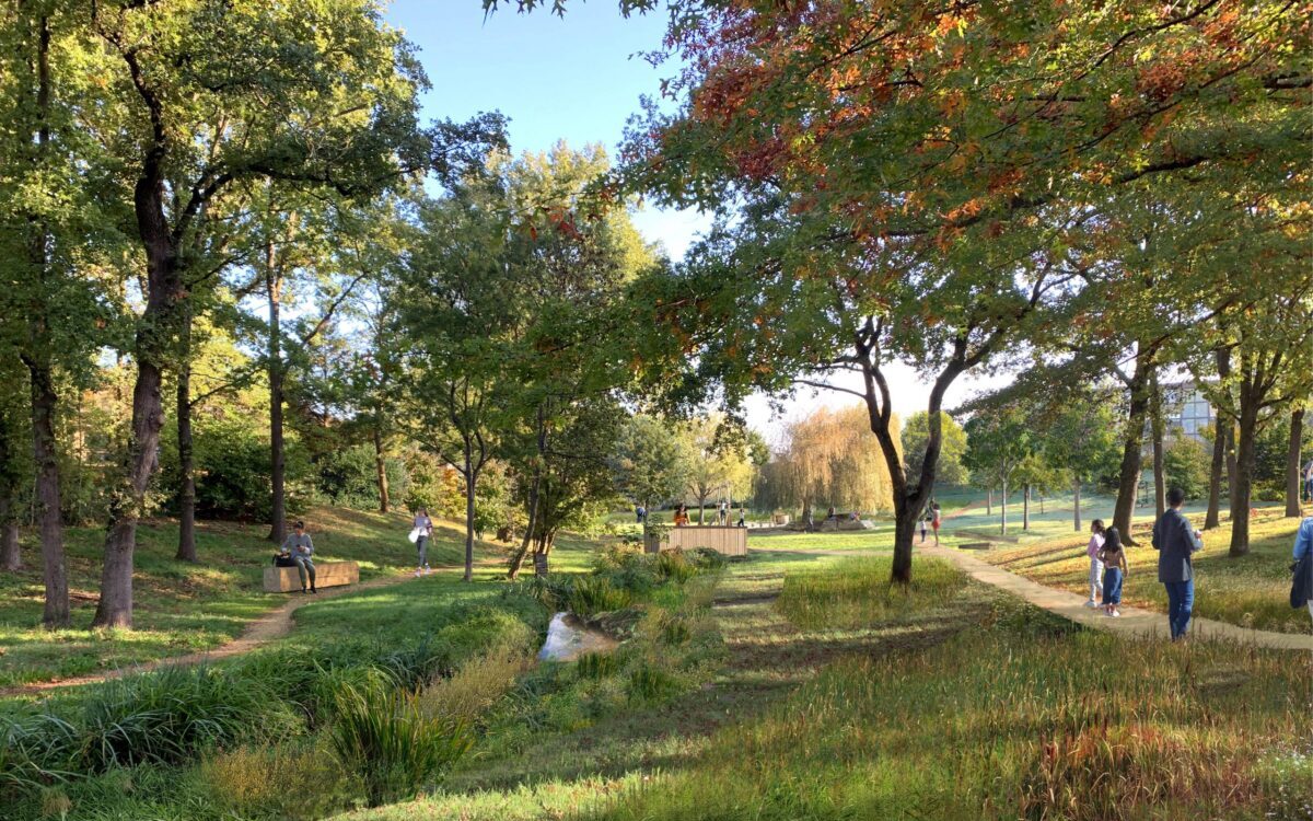 création d'une liaison piétonne entre Marcy-l'Etoile, à l'ouest de Lyon, et le parc de Lacroix-Laval