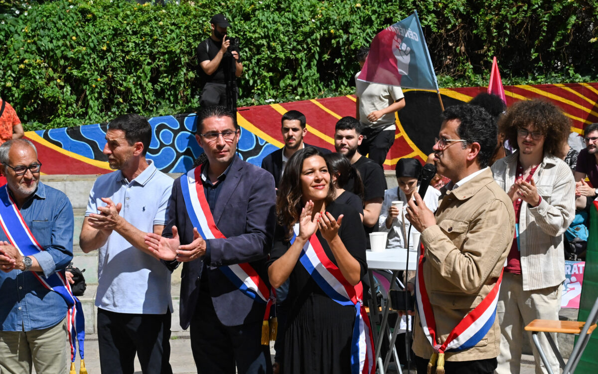 Les députés LFI du Rhône. (Photo Matthieu Delaty / Hans Lucas via AFP) Belouassa lamar abdelkader boumertit amard gabriel